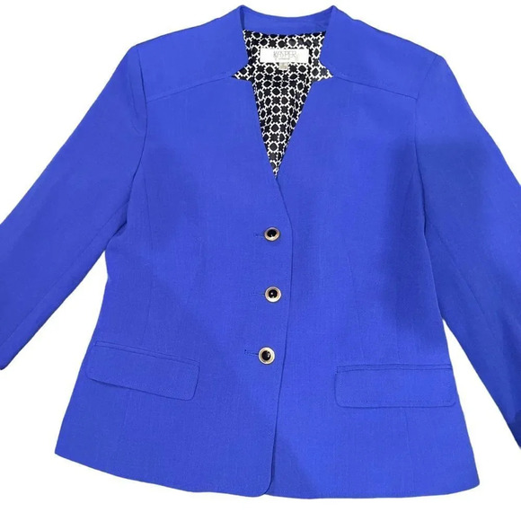 Kasper‎  Blue Jacquard Jacket Size 8 - Picture 2 of 4